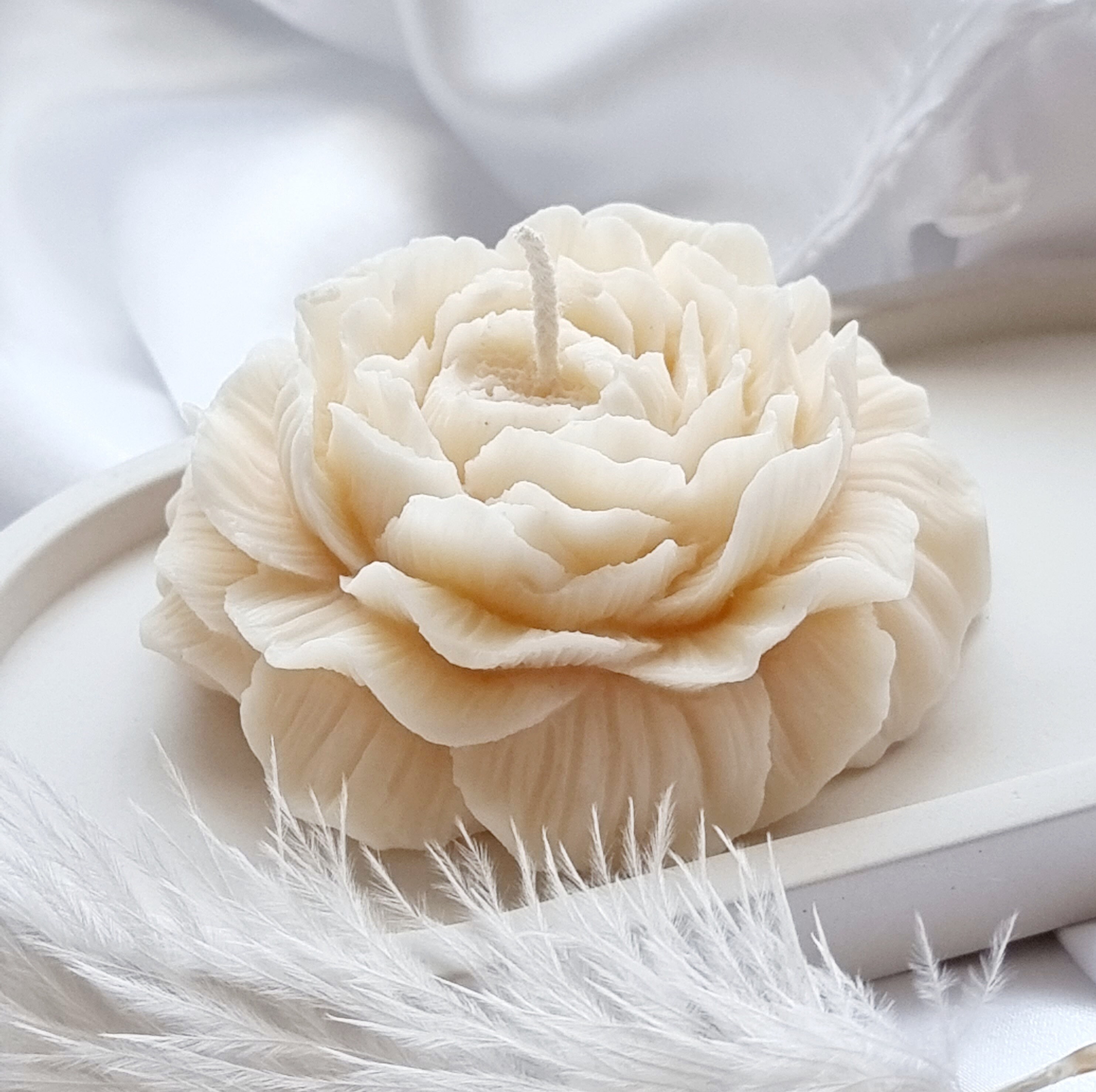 Peony Flower Candle ( White) 2 Pcs